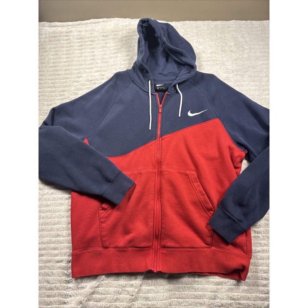 Nike Sportswear Swoosh Full Zip Hoodie Mens XL Red Blue White Nice Warm Comfy